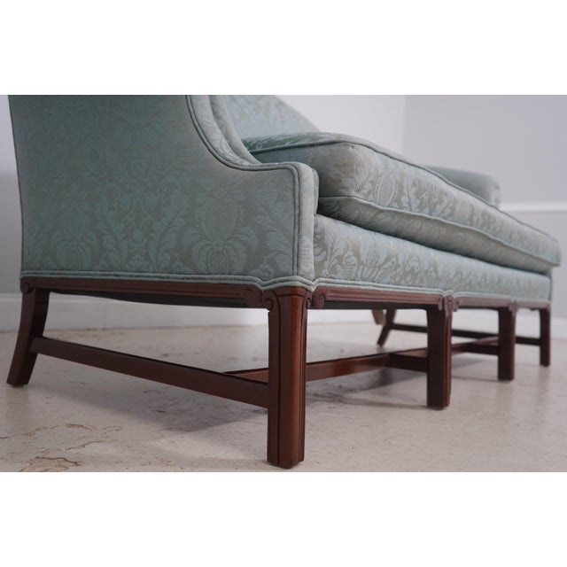 Textile Hancock & Moore Damask Upholstered Chippendale Sofa For Sale - Image 7 of 18