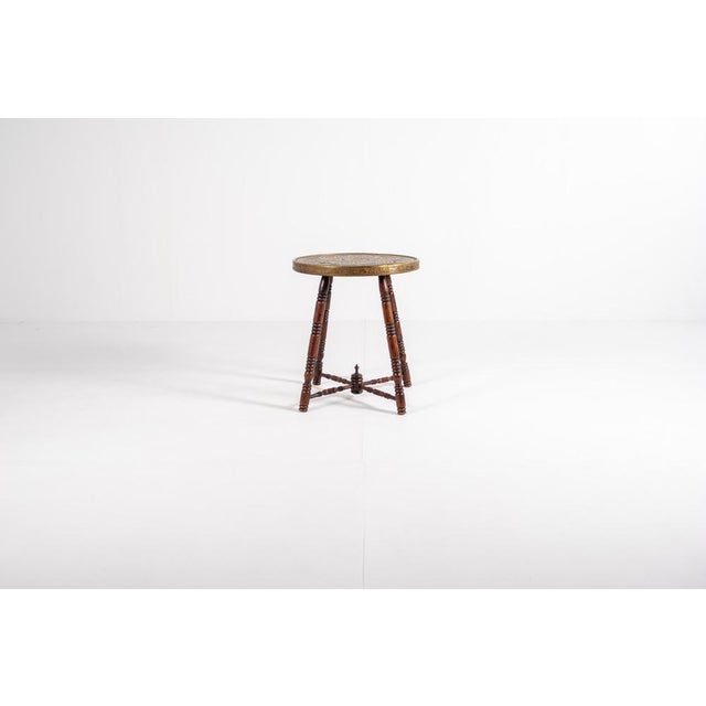 Antique Brass Tray Table with Turned Wood Legs, 1890s For Sale - Image 10 of 15