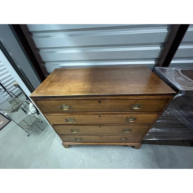 English George III / Chippendale Oak Chest of Drawers. Quarter sawn oak, cross banding with canted corners. Very original...