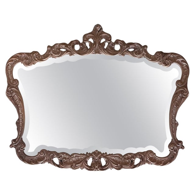 Spanish 20th Baroque Style Carved Walnut Ormolu Large Mirror For Sale - Image 15 of 18