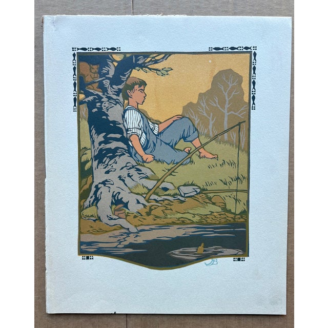 Up for sale is this original Gustave Baumann color woodcut print, a plate from James Whitcomb Riley's book of poetry, "All...