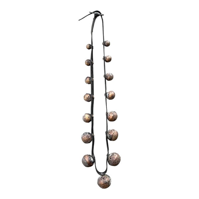Vintage Brass Sleigh Bells on Leather Strap For Sale