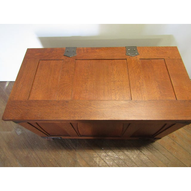 Wood Stickley Mission Oak Arts and Crafts Style Blanket Chest For Sale - Image 7 of 11