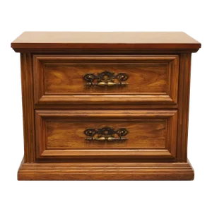 Drexel Furniture Lisbon Collection Solid Pecan Rustic European 28" Two Drawer Nightstand 212-24-270