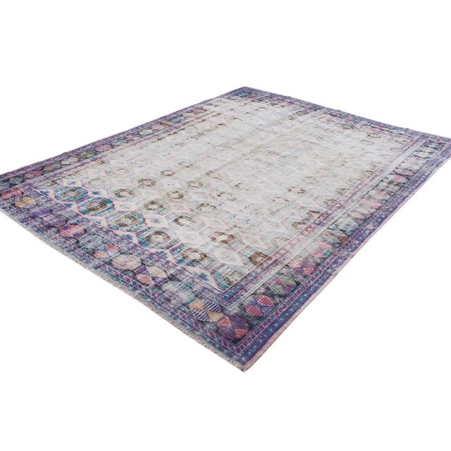 Large Distressed Turkish Oushak Rug For Sale - Image 4 of 6