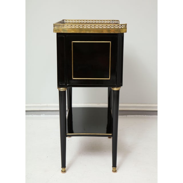 French Louis XVI Style Marble-Top End Tables With Brass Gallery - a Pair For Sale - Image 11 of 12