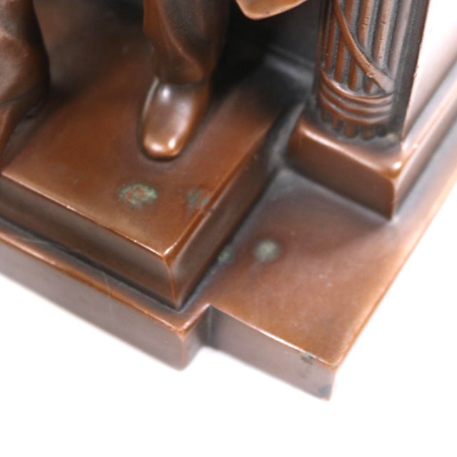 Bronze 1930's Sitting Abe Lincoln Memorial Bookends by Jennings Brothers For Sale - Image 8 of 13
