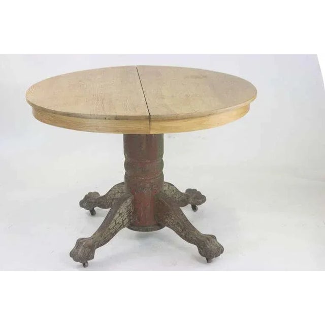 Wood American Classic Oak 42" Round Ball Claw Dining Extension Table, Circa 1890-Extends to 60" L. Reduce For Sale - Image 7 of 8