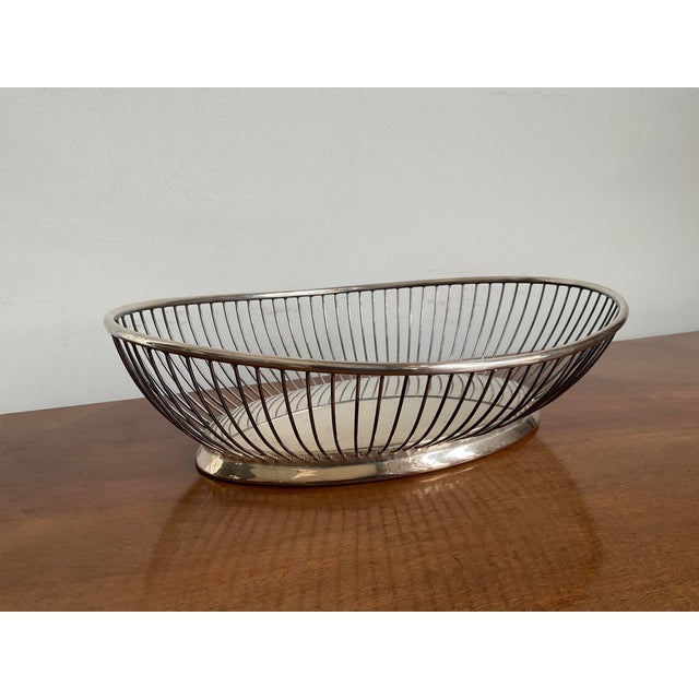 Mid 20th Century Vintage Mid Century Modern Silverplated Oval Wire Bread Basket by Gorham Yc743 For Sale - Image 5 of 9