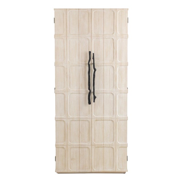 Pine Lattice & Iron Branch Storage Cabinet For Sale