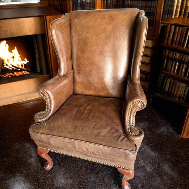 Old Hickory Furniture Company 1990s Exquisite Wingback Chair, Crafted by the Artisans at Hickory Chairs Tannery For Sale - Image 4 of 5