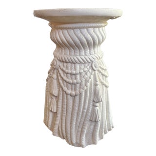 1960s Hollywood Regency Dorothy Draper Style Palm Beach Plaster Tassel Rope Table For Sale