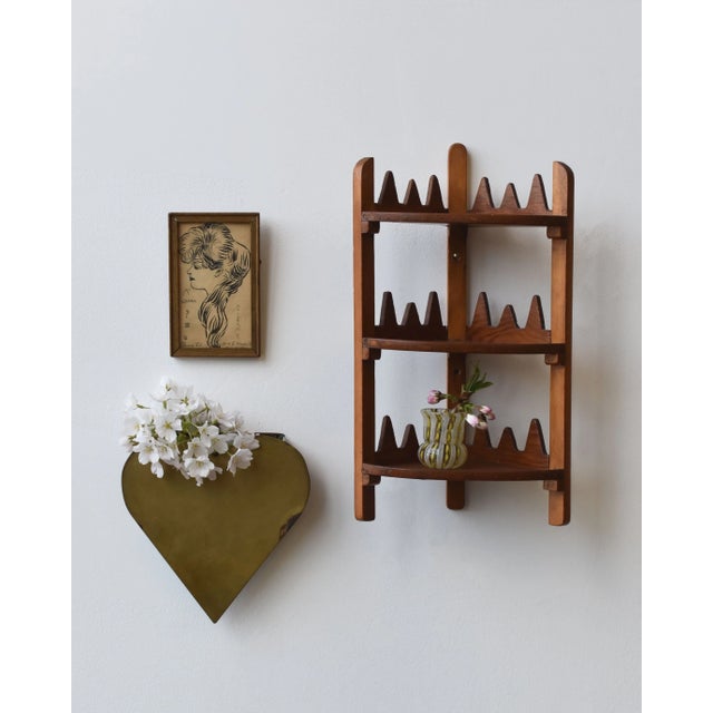 Folk Art Vintage Brass + Copper Heart Wall Pocket, Circa Mid-20th Century For Sale - Image 3 of 13