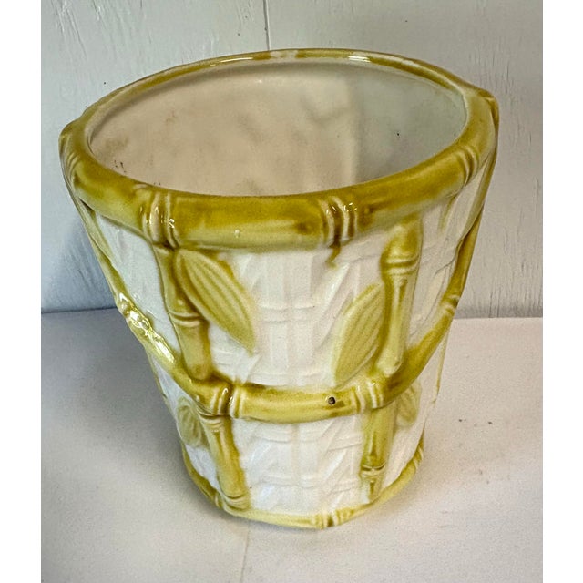 Mid 20th Century Vintage Bamboo Design Ceramic Planter For Sale - Image 5 of 7