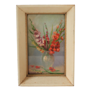 Vintage Gladiolus Floral Print in Chunky Wood Frame