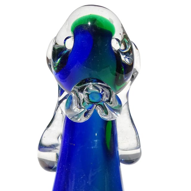 Murano Murano Vintage Sommerso Blue Green Italian Art Glass Puppy Dog Figure Sculpture, Manner of Seguso, Nason For Sale - Image 4 of 7