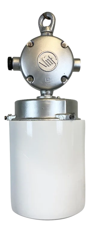 Industrial Aluminium & Milk Glass Ceiling Lamp, 1970s