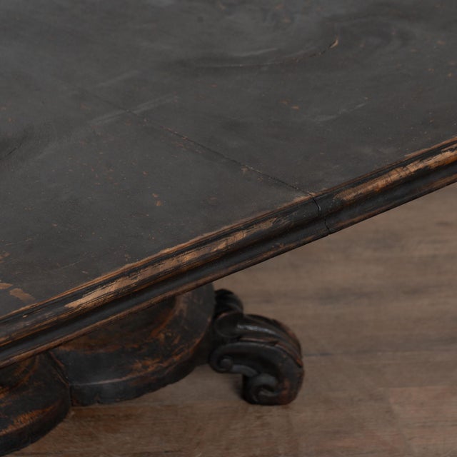 19th Century Black Painted Swedish Large Square Coffee Table For Sale - Image 12 of 17