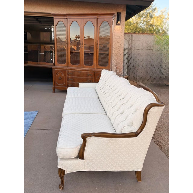 Late 20th Century Vintage Attributed Bassett Furniture - Chalons Collection -Tufted French Provincial Sofa in Sequoia Cherry For Sale - Image 5 of 9