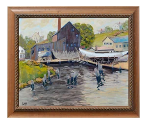 Impressionist Boat Docks Pacific Grove Oil on Canvas 1950s