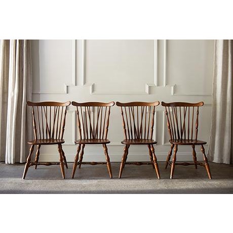 Wood Vintage Heywood Wakefield Fan Back Windsor Dining Chairs, Set of 4 For Sale - Image 7 of 18