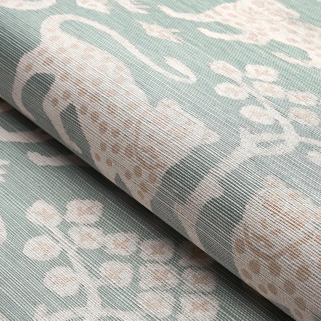 Schumacher SAMPLE - Schumacher Woodland Leopard Sisal Wallpaper In Waterblue For Sale - Image 4 of 4