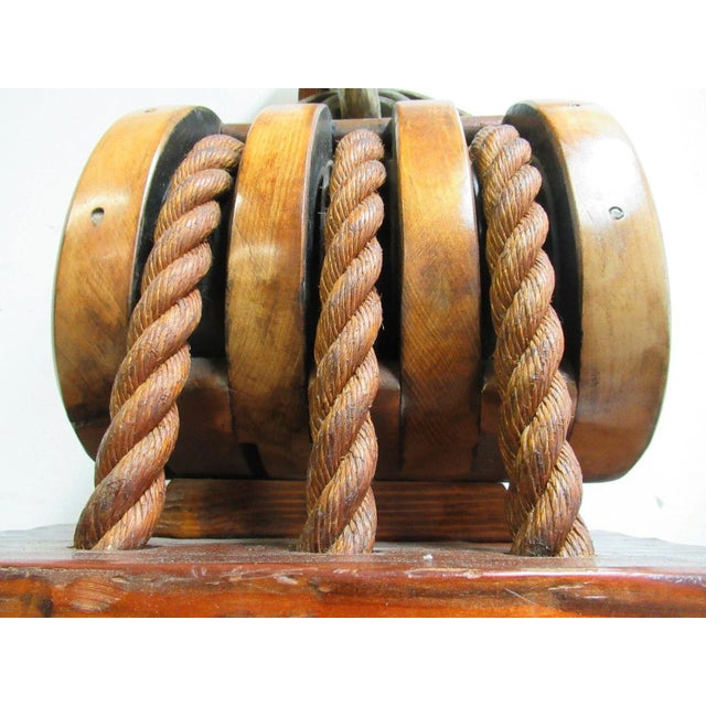 Vintage Ships Marine Pulley Block Tackle Lamp For Sale - Image 5 of 11