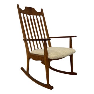 Oak Razorblade Rocking Chair by Henning Kjærnulf, 1960s For Sale
