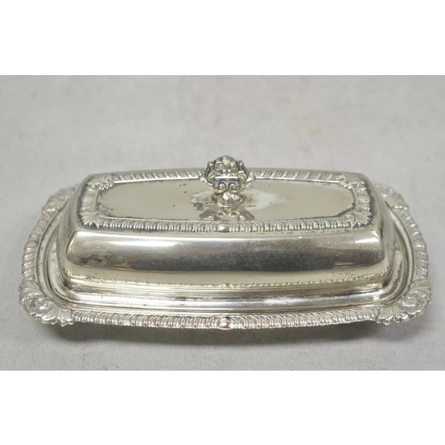 Vintage Victorian Style Silver Plated Repousse Covered Butter Dish w/ Glass Liner. Circa Mid 20th Century. Measurements:...