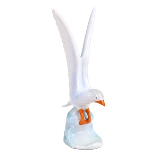 Vintage Porcelain Seagull Bird from Hollohaza, 1970s For Sale