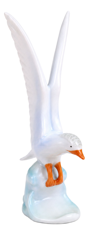 Vintage Porcelain Seagull Bird from Hollohaza, 1970s