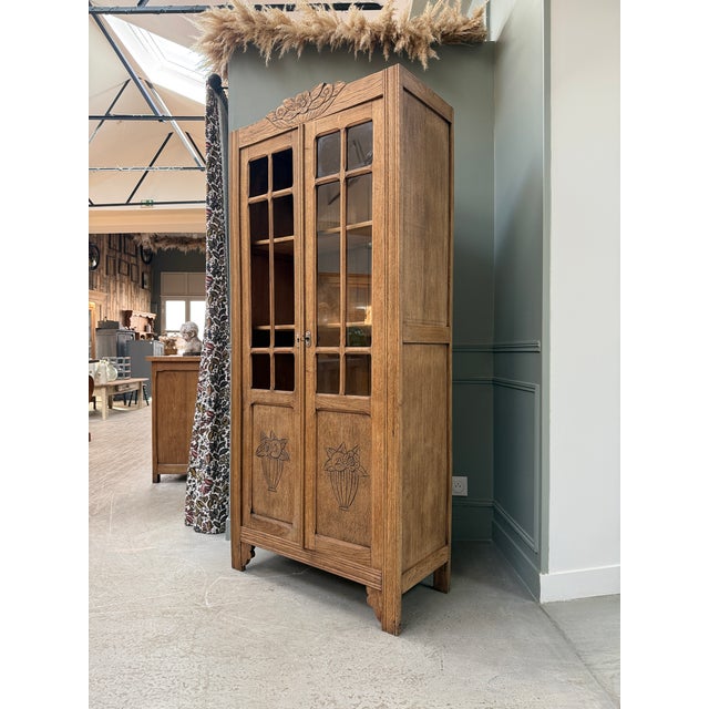 Wood Parisian Art Deco Oak Display Cabinet, 1930s For Sale - Image 7 of 12