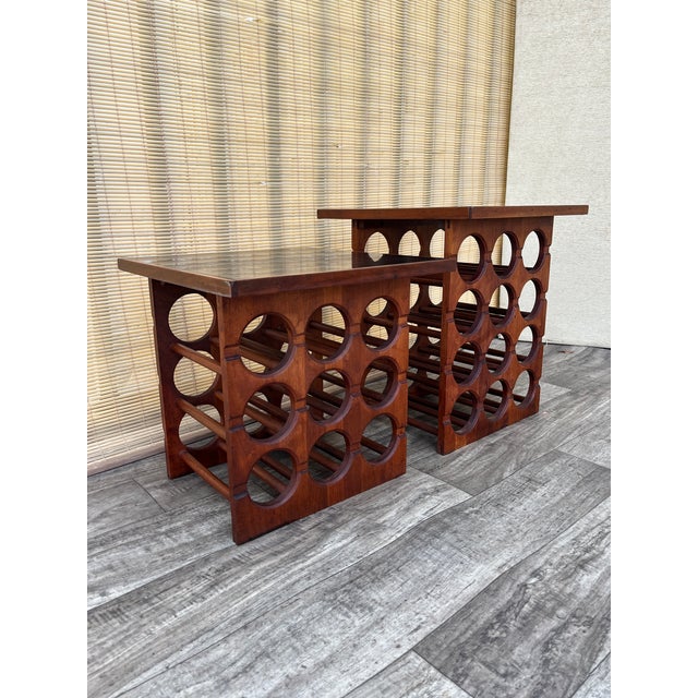 A Pair of Handcrafted Mid Century Moderm Wine Rack / Side Tables. Circa 1960s For Sale - Image 4 of 18