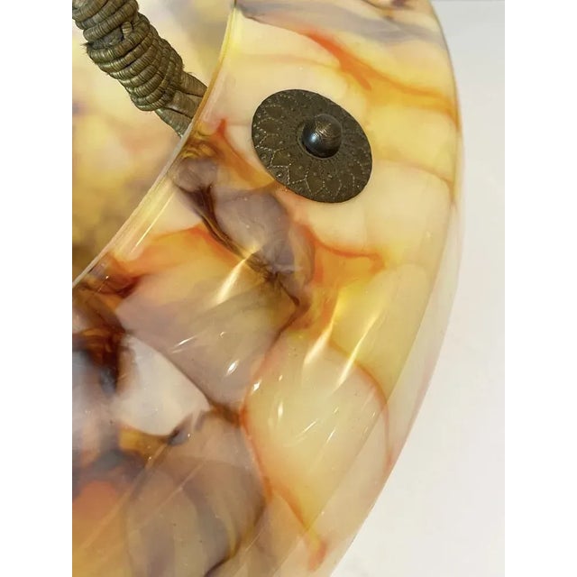 Orange Art Deco Marbled Glass Ceiling Lamp, Germany, 1940s For Sale - Image 8 of 11