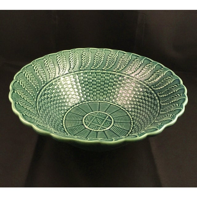 Bordallo Pinheiro Green Basketweave Serving Bowl Chairish