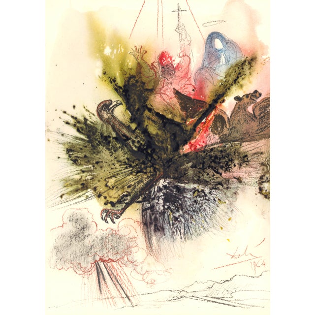 1968 Salvador Dalí Biblia Sacra Lithograph "Ecce Quasi Filius Hominis in Nubibus Us Caeli" (Son of Man in Clouds of Heaven) For Sale