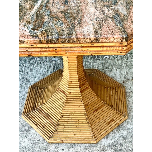 Wood Vintage Sculptural Pencil Reed and Stone Table For Sale - Image 7 of 11