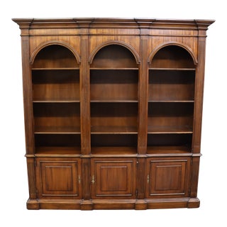 Bloomingdales Italian Walnut Arched Bookcase For Sale