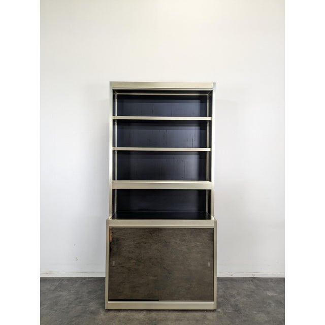 Gray Vintage Aluminum and Glass Display Cabinet, 1980s For Sale - Image 8 of 12