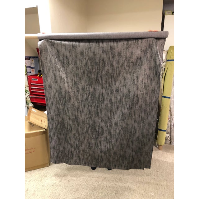 Fabricut Zinam Metalic Fabric in Charcoal Grey 1 piece of 2 2/3 yards available. 54" wide Repeat V 14.5 H 14.5 100% Poly...