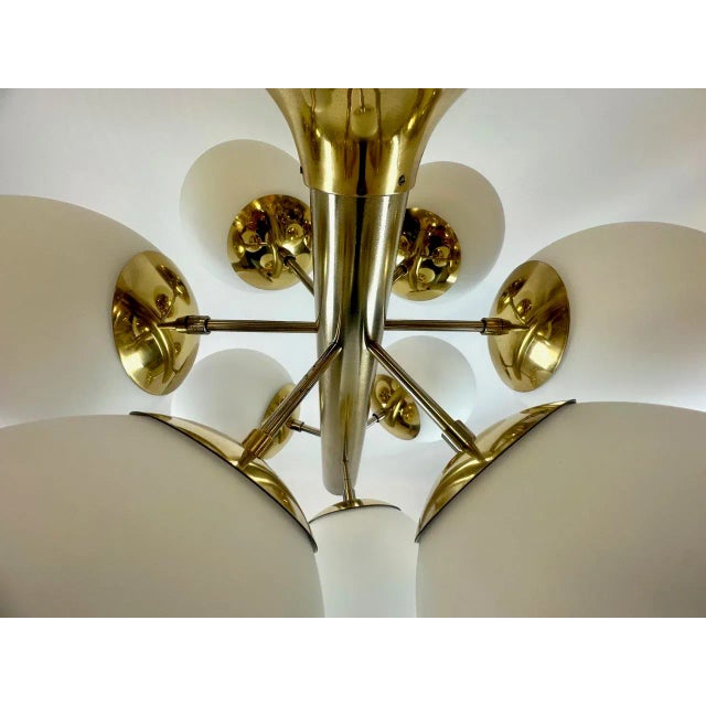 1970s Mid-Century Atomic Brass 9-Arm Chandelier, 1970s For Sale - Image 5 of 15