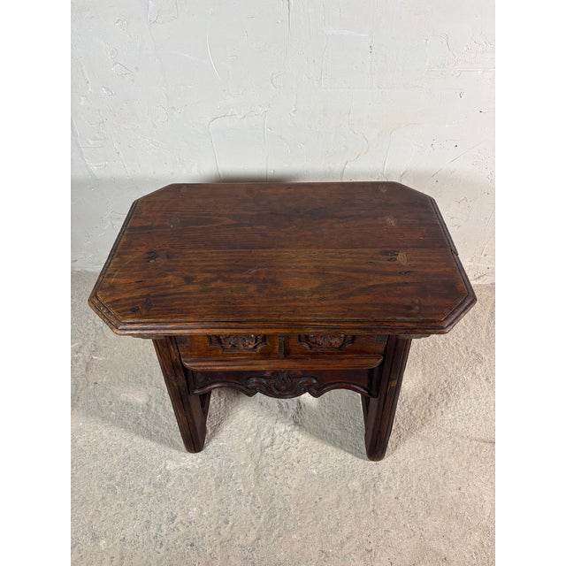Spanish Castilian Carved Wood Side Table with Iron Hardware, 1910 For Sale - Image 12 of 15