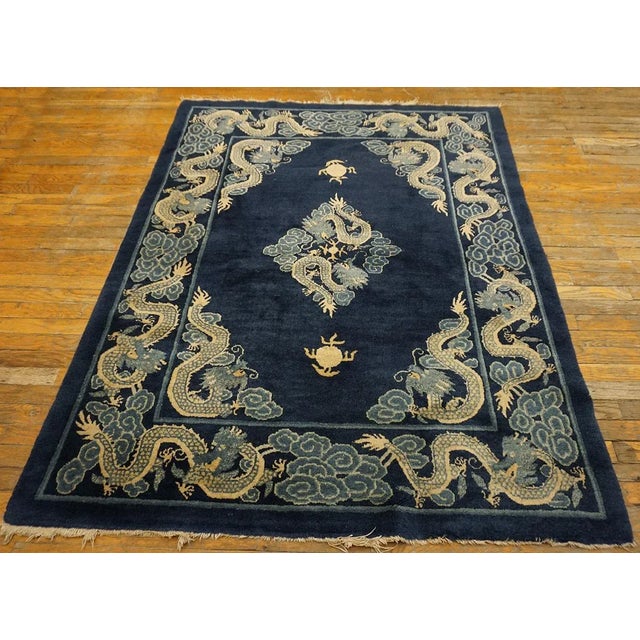 Early 20th Century Chinese Peking Dragon Carpet ( 4'8" x 5'10" - 142 x 178 ) Chinese – Peking Knotted Rectangle Antique...