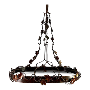 Wrought Iron French Grapevine Pot Rack-20th Century