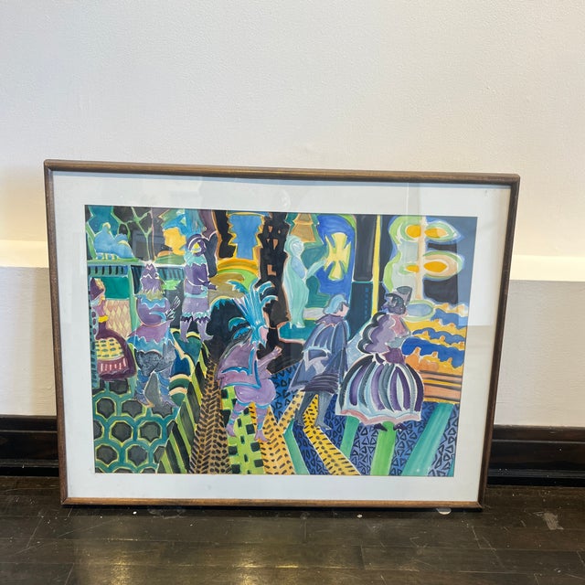 Vintage Molly J Schiff with original exhibition label attached.