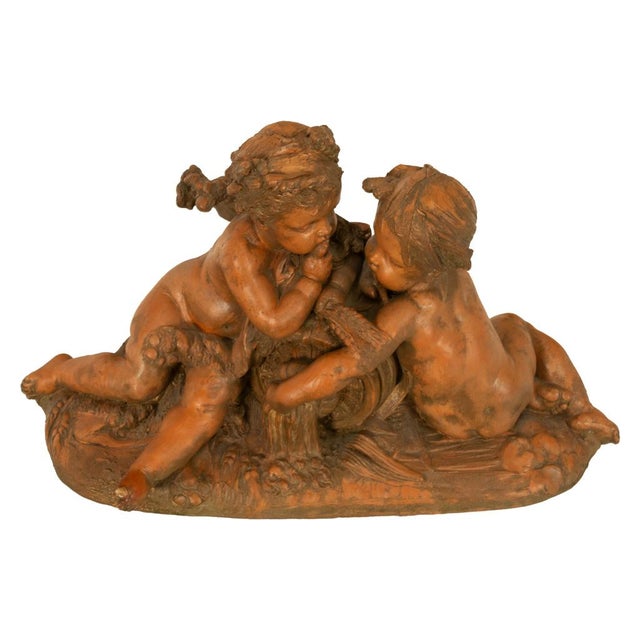 Mid 19th Century Antique 19thC French Naturalism Terracotta Sculpture "La Source" Putti Sculpture by Albert-Ernest Carrier-Belleuse, For Sale - Image 5 of 15
