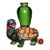 Green Peking Glass Snuff Bottle With Dragon Turtle Motif For Sale