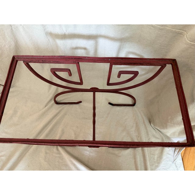 Vintage Mid-Century Art Deco Greek Key Wrought Iron & Tile Top Accent Table For Sale In New York - Image 6 of 9