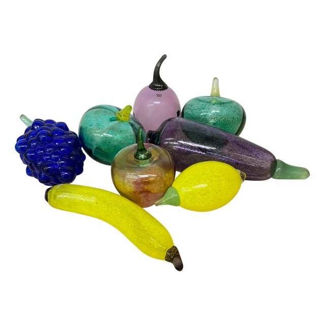 Art Glass Fruits by Gunnel Sahlin for Kosta Boda, 1990s, Set of 8 For Sale