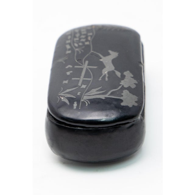 Wood Vintage Horse Jumping Scene Enamel Black Lacquer Box For Sale - Image 7 of 11